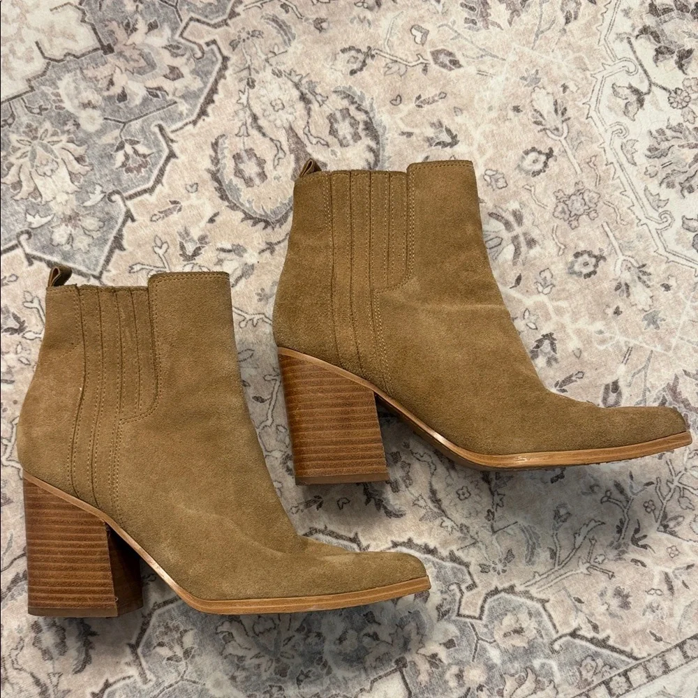 Marc Fisher Suede Ankle Booties in Tan Brown